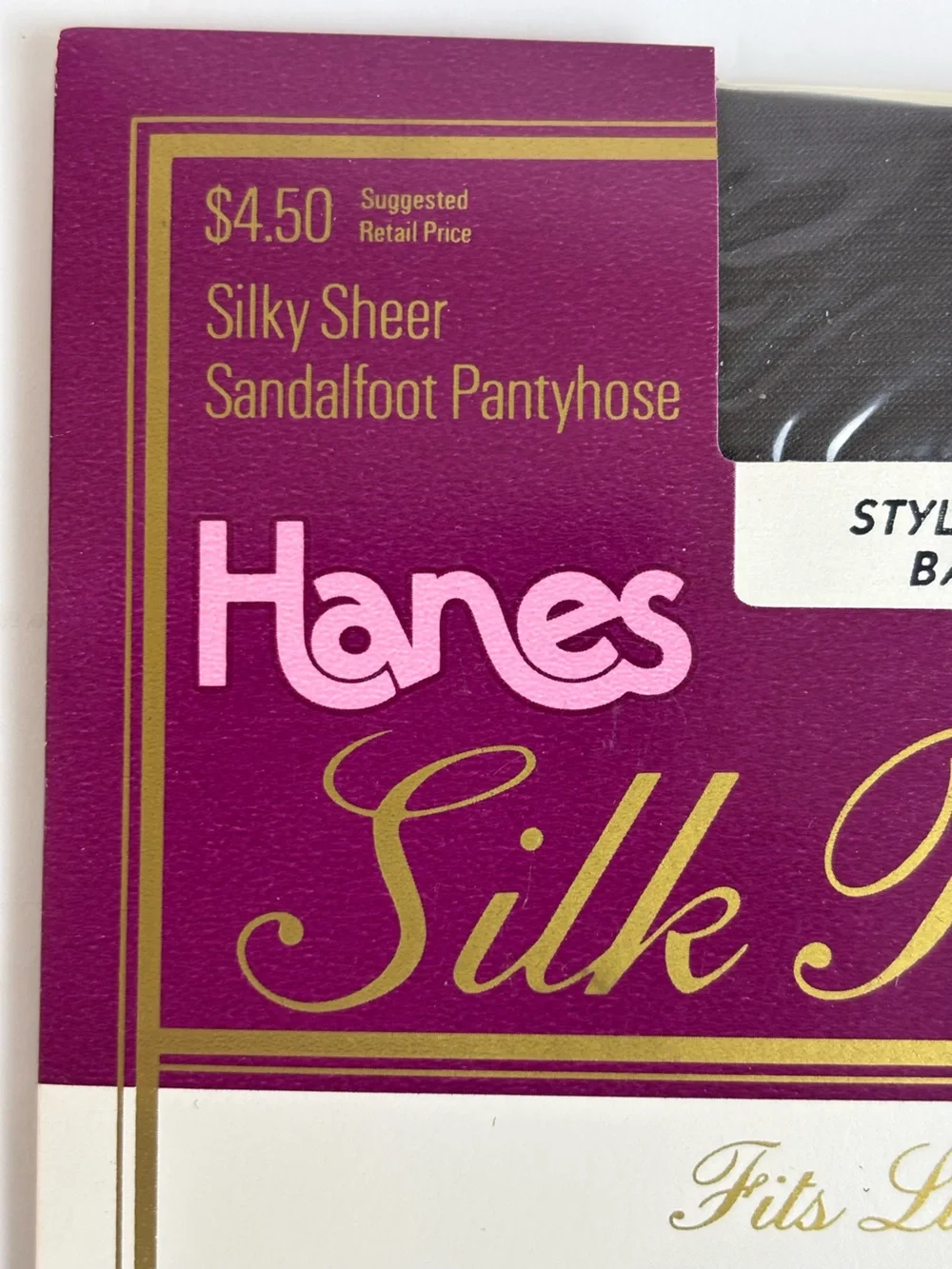 Hanes Vintage Silk Reflections Silky Sheer Sandalfoot Barely Black Size CD